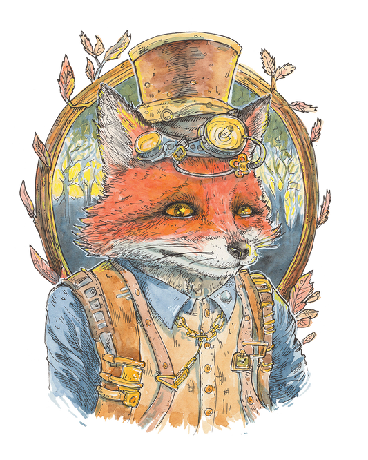 Steampunk Red Fox Print