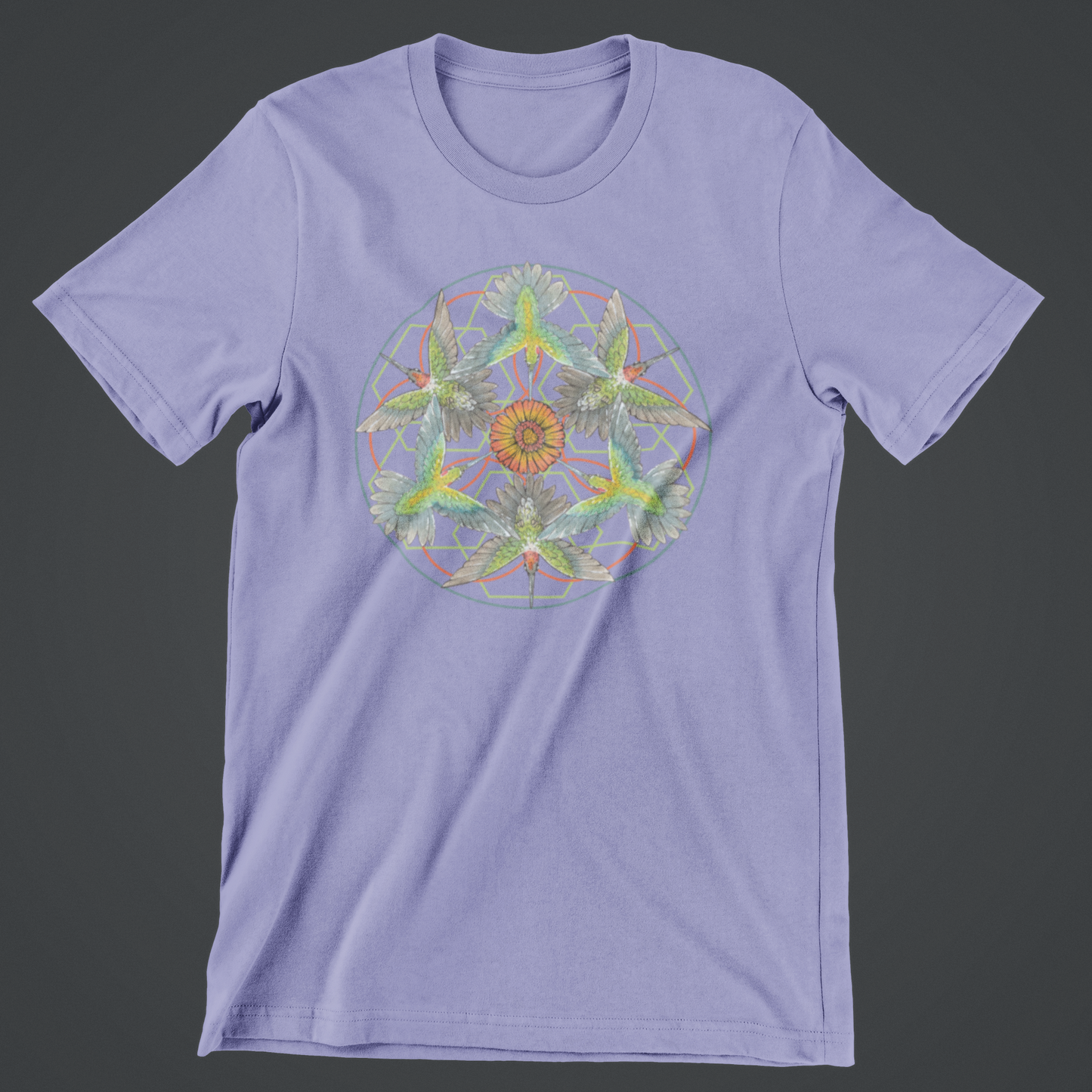 Hummingbird Mandala T-Shirt - Handprinted by Robert R Norman