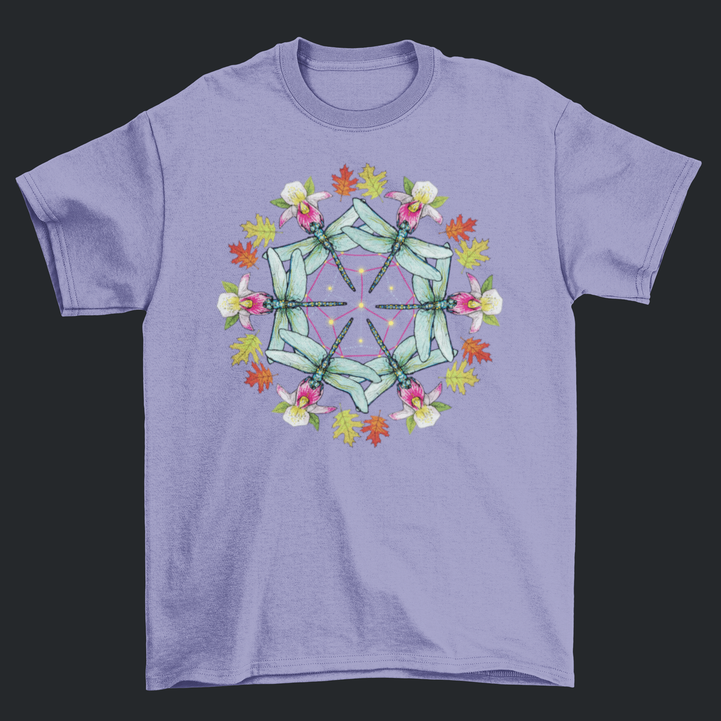 Dragonfly Sacred Geometry Mandala Short Sleeve T-shirt