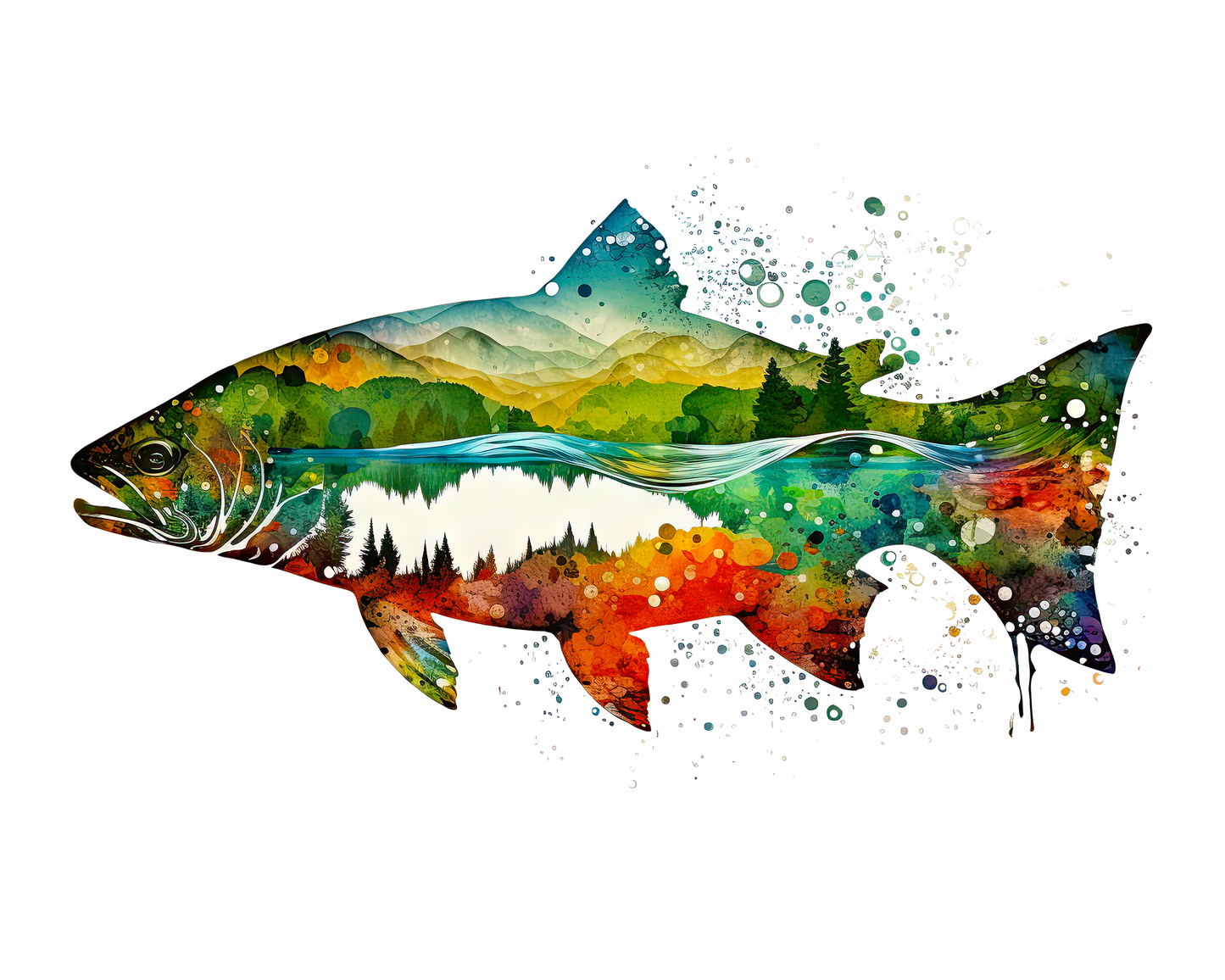 Double Exposure trout print. Open Edition.