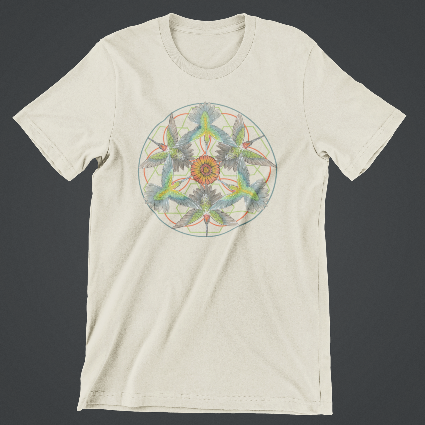 Hummingbird Mandala T-Shirt - Handprinted by Robert R Norman