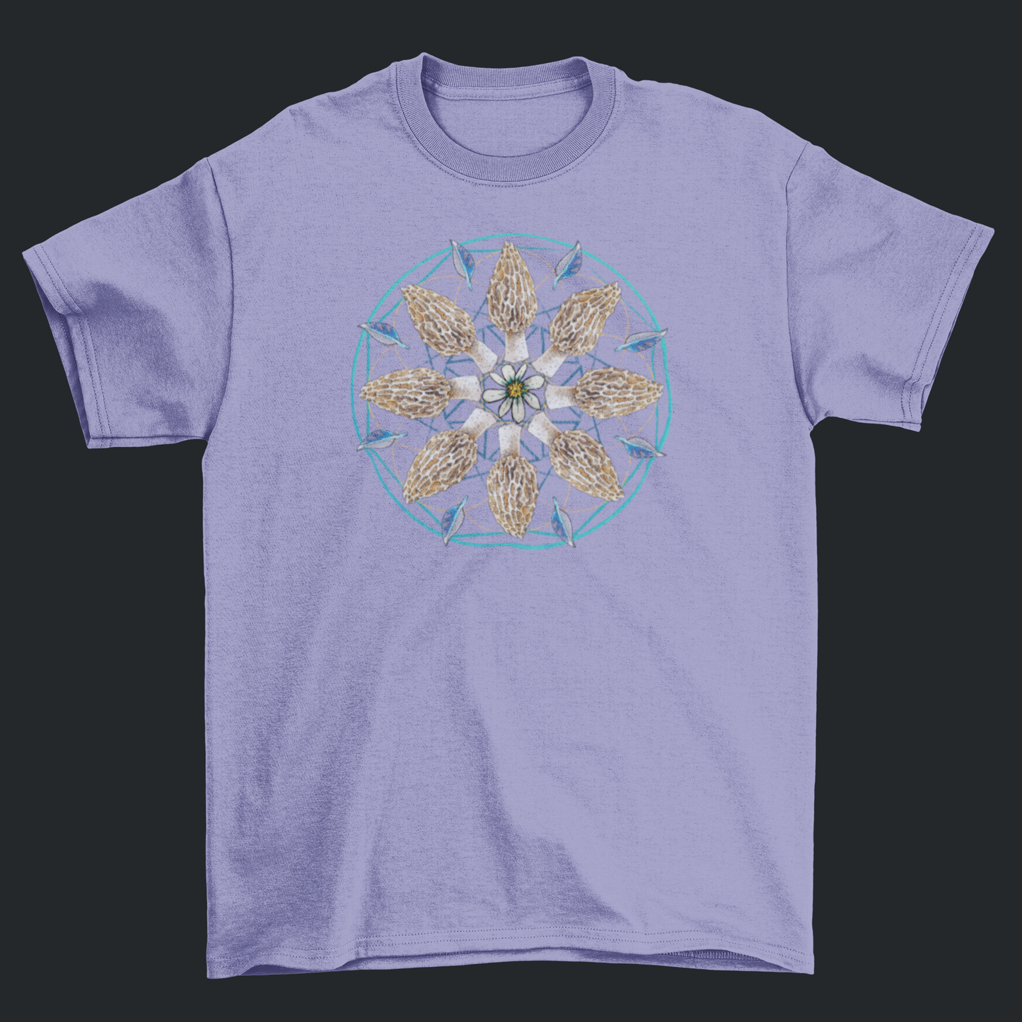 Morel Mushroom Mandala Short Sleeve T-shirt